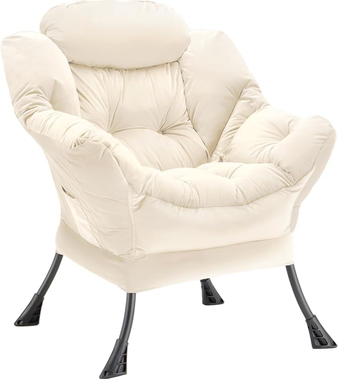 Lazy Chair Thick Padded, Comfy Velvet Accent Lounge Chair by Youtanic