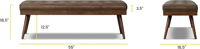 POLY & BARK Napa Luca Leather Bench in Cocoa Brown - Image 3