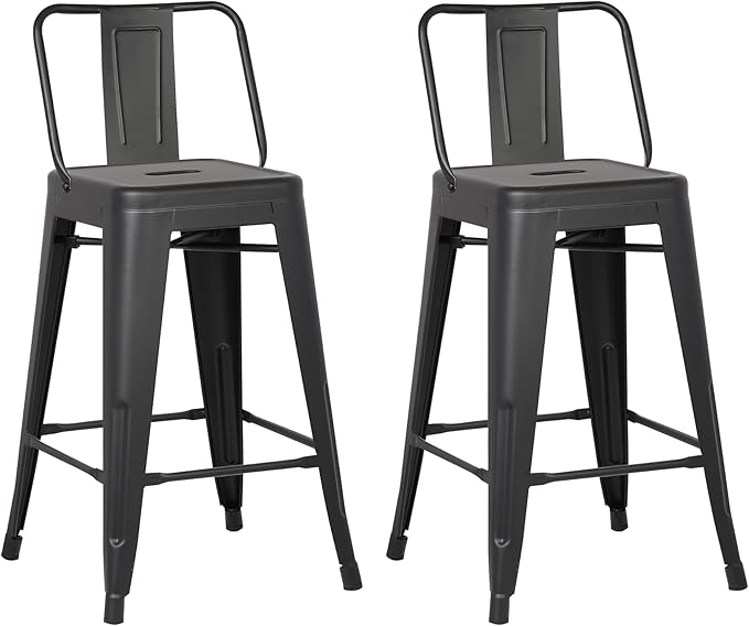 AC Pacific Modern 24” Metal Barstool Set of 2 – Country Rustic Style by ACPacific
