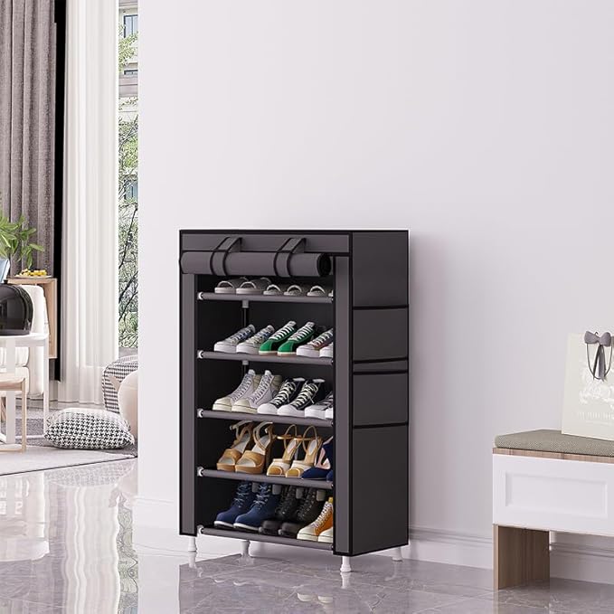 Calmootey 5 Tier Shoe Rack Organizer, Portable Shoe Shelf - Image 2