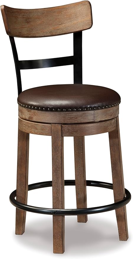 Signature Design by Ashley Pinnadel 24.25" Modern Farmhouse Swivel Counter by SignatureDesignbyAshley