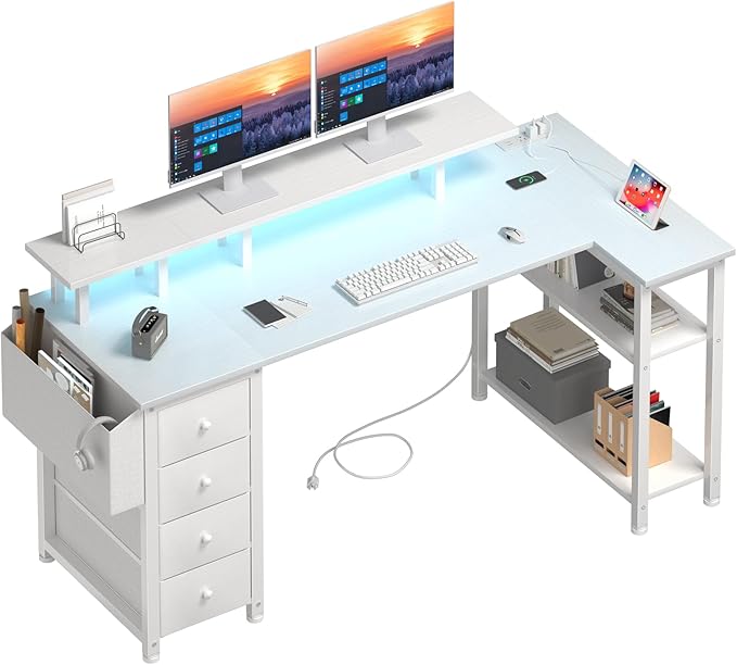 Lufeiya White L Shaped Computer Desk by LUFEIYA