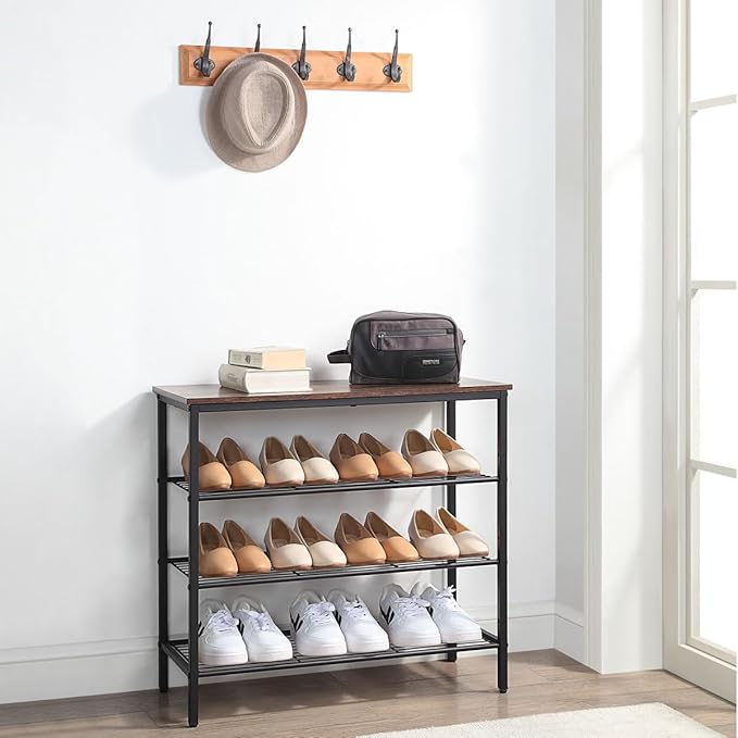 4-Tier Shoe Rack Organizer, Metal Mesh Shoe Storage Shelf, - Image 5