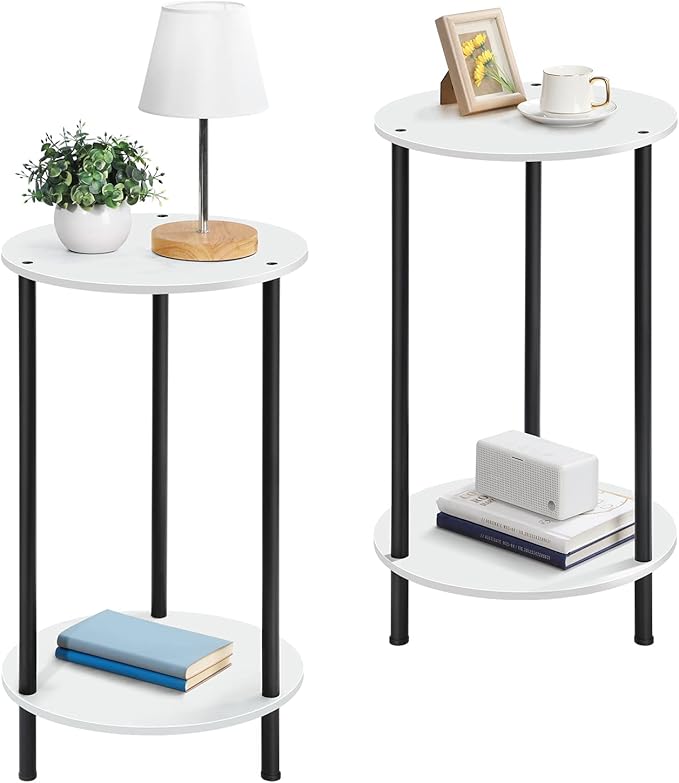SEHERTIWY Round Side Table for Living Room, Accent Table for Small Spaces by SEHERTIWY