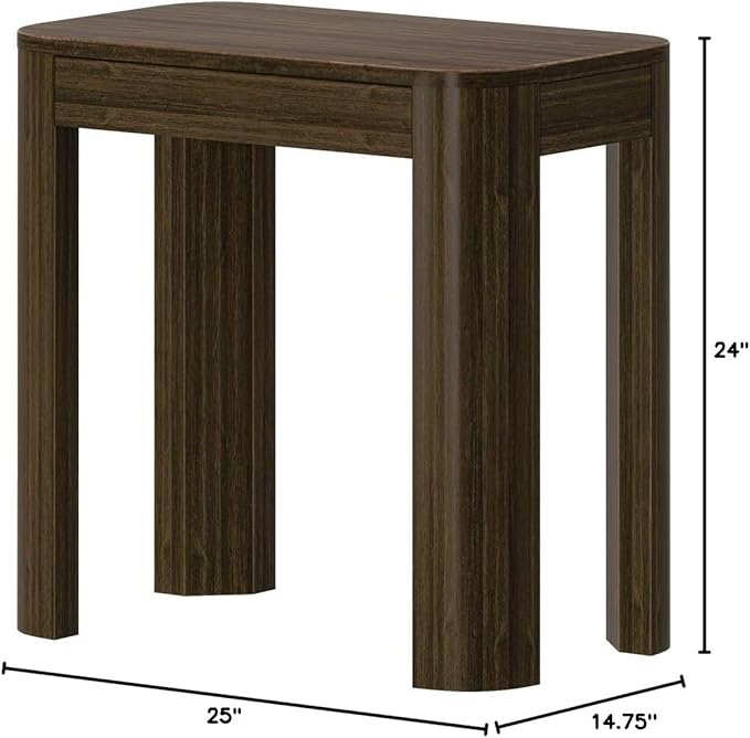 Plank+Beam Modern Rounded Rectangular Side Table, Solid Wood End Table - Image 2