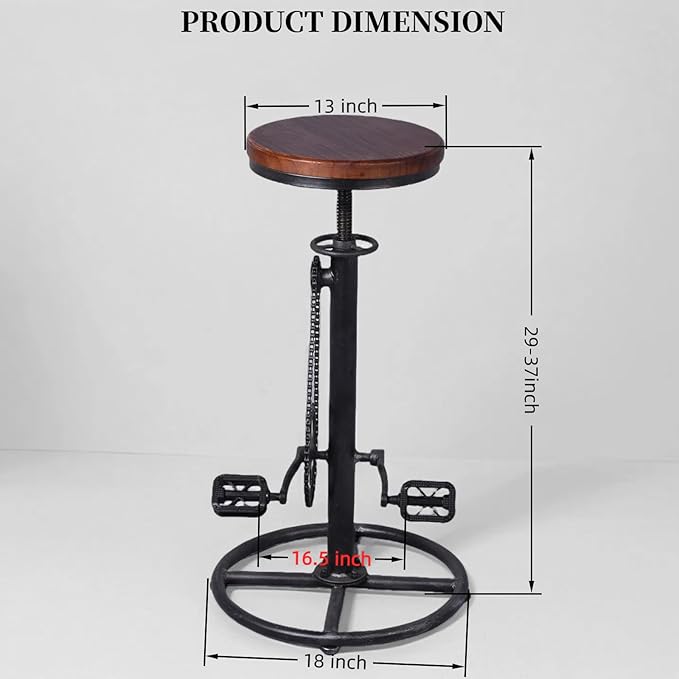 Set of 2 Industrial Bar Stool-Swivel Vintage Coffee Kitchen Dining Island - Image 3