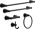 Franklin Brass Kinla 5-Piece Bathroom Set Matte Black 18" and 24" Towel Bar by FranklinBrass