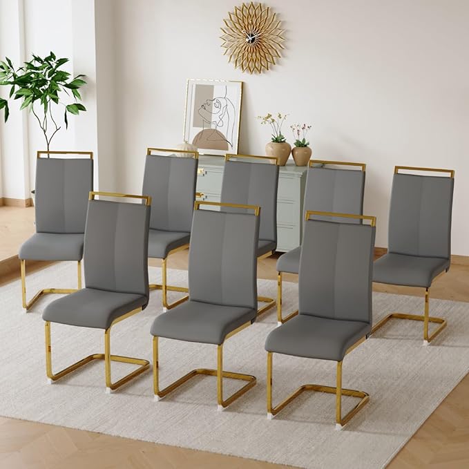 Dining Chairs Set of 8, Faux Leather by Gopop
