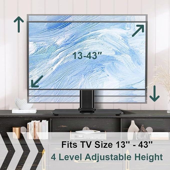 Universal TV Stand for 13"–43" TVs Swivel 4 Level Height Adjustable Table Top - Image 4