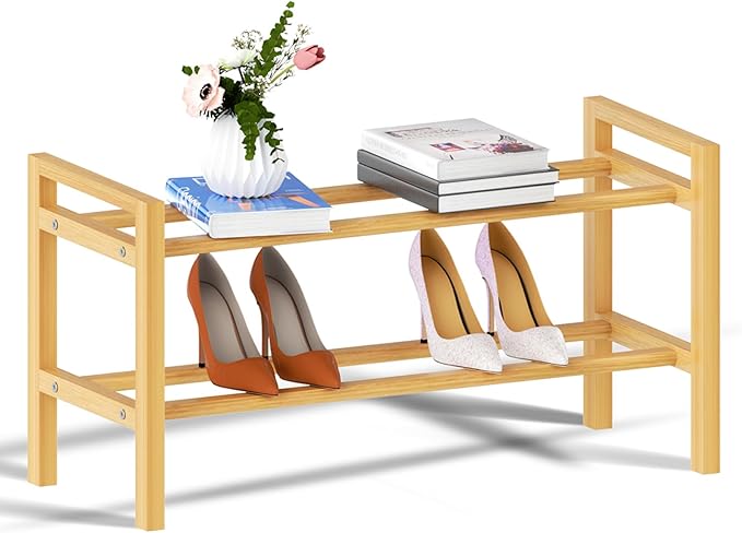 Haddockway Bamboo Shoe Rack for Closet, Free Standing Shoe Organizer by Haddockway