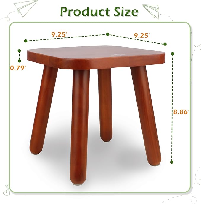BEE&OAK Wooden Step Stools for Adults, Solid Rubber Wood Non-Slip Step Foot - Image 2