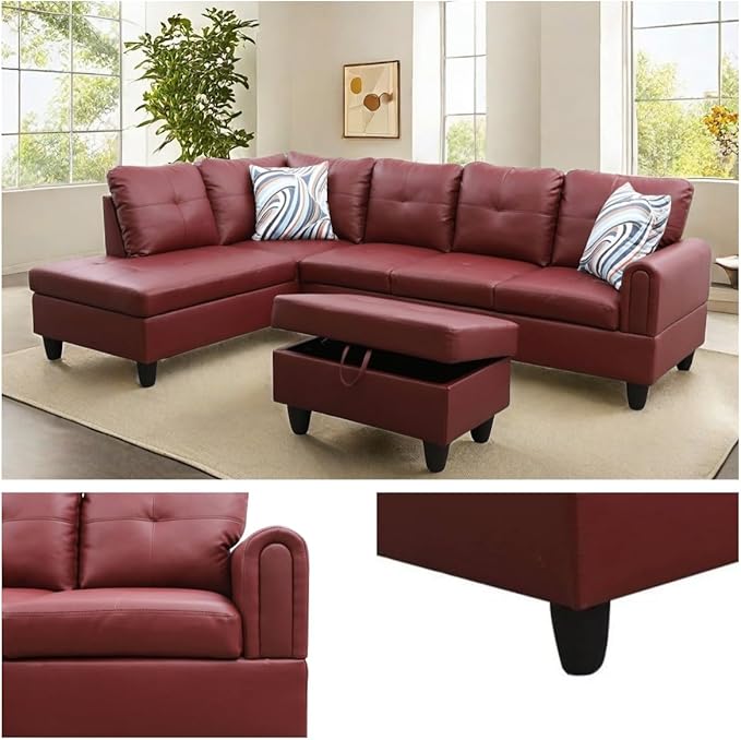 NAYSAYE Sectional Couch with Ottoman Storage, L Shaped Couch Sofa Furniture Sets - Image 6