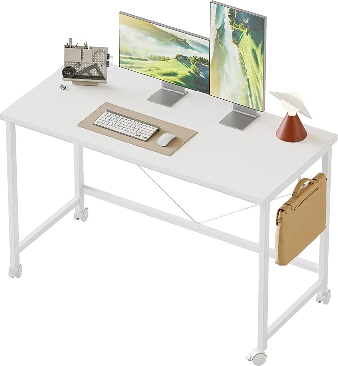 Rolling Computer Desk with Wheels, Gaming Desk by MERICONIA