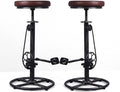 Vintage Bar Stools Swivel PU Seat 29-37inch Height Adjustable Extral Tall by BOKKOLIK