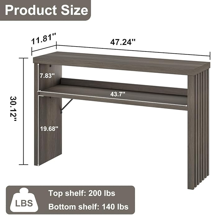 BON AUGURE Sofa Console Table, Wood Entryway Table, Modern Narrow Hallway Tables - Image 2