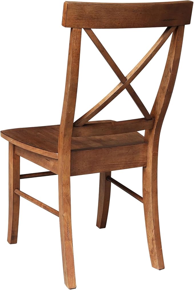 IC International Concepts Set of Two X-Back Dining Chairs, Distressed Oak - Image 6