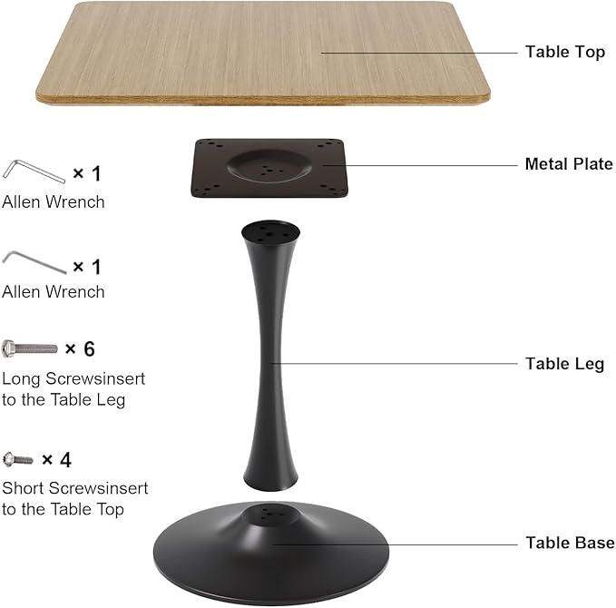 Walnut Square Tulip Table for 2, 24 Inch Small Dining Table - Image 9