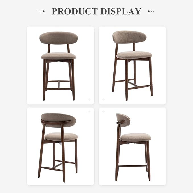 COLAMY Bar Stools Set of 2, Counter Height Barstools, Upholstered Counter Stools - Image 8