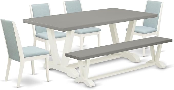 East West Furniture V097LA015-6 6 Piece Dining Table Set Contains a Rectangle by EastWestFurniture