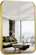 20x28 Inch Bathroom Mirror for Wall, Matte Gold Framed Rectangle Mirror by Titameg