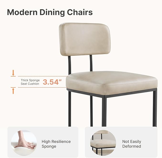 Dining Chairs Set of 6, Upholstered Modern Kitchen Chairs - Image 4