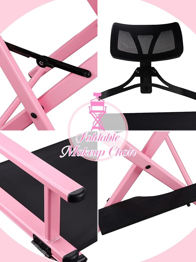 Lorvain Folable Makeup Artist Stool Chair, Protable Tall Folding Directors Chair - Image 5