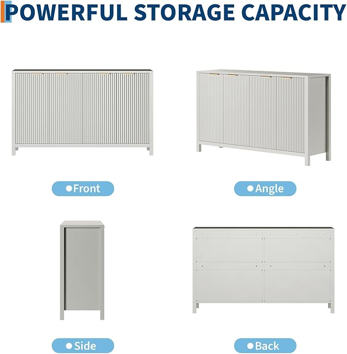 Buffet Cabinet with Storage, Modern Credenza Buffet Table Media Console - Image 6
