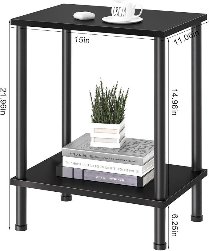 End Table, Small Side Table, 2-Tier Nightstand - Image 3