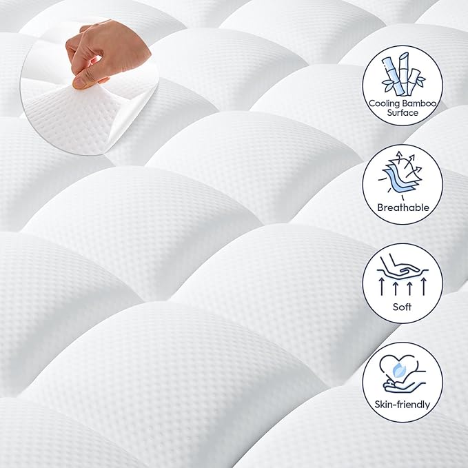 ELEMUSE RV Short Queen Dual Layer 3 Inch Memory Foam Mattress Topper, 1 Inch - Image 8
