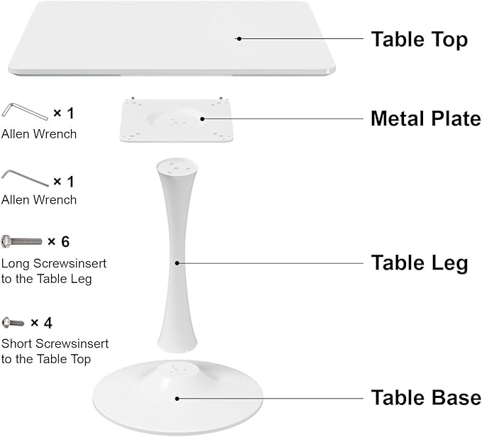 White Square Tulip Table for 2 Person, 24 Inch Small Dining Table - Image 9