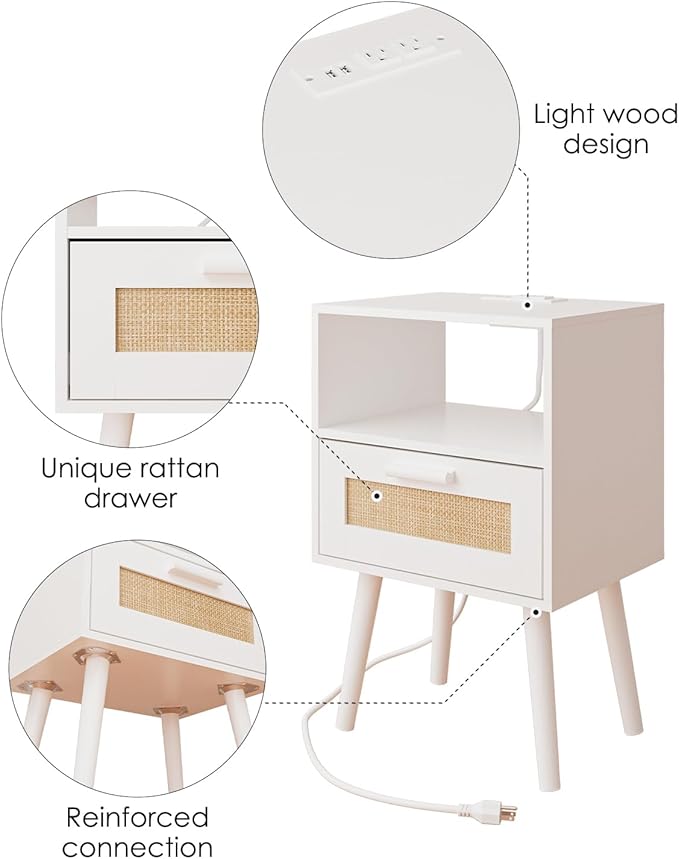 Bedroom Nightstands Wooden Night Stands - Image 8