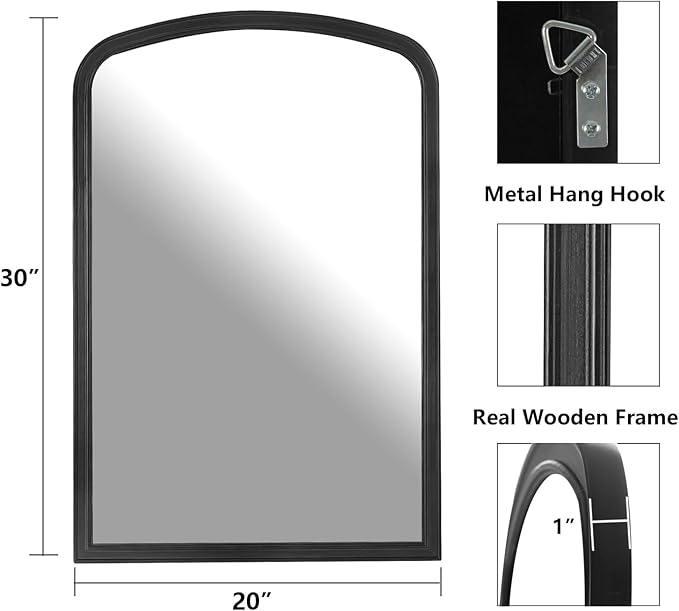 HOMECOOKIN Wood Arched Mirror for Bathroom - Image 6