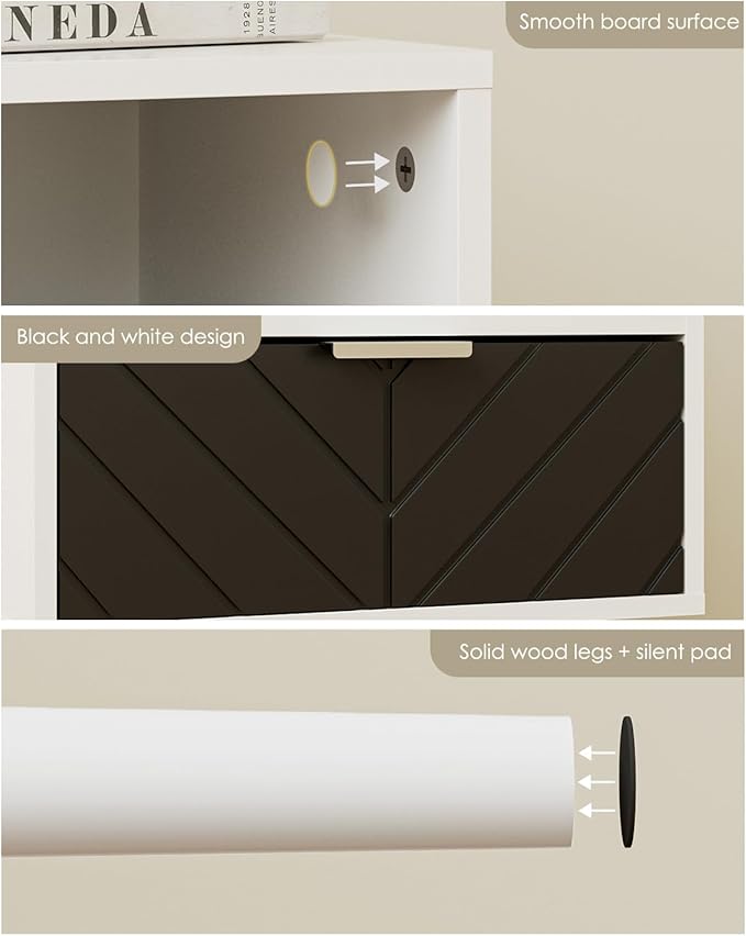 Nightstand, Bedside Table with Gold Frame, Modern Bedside Furniture, End Table - Image 3