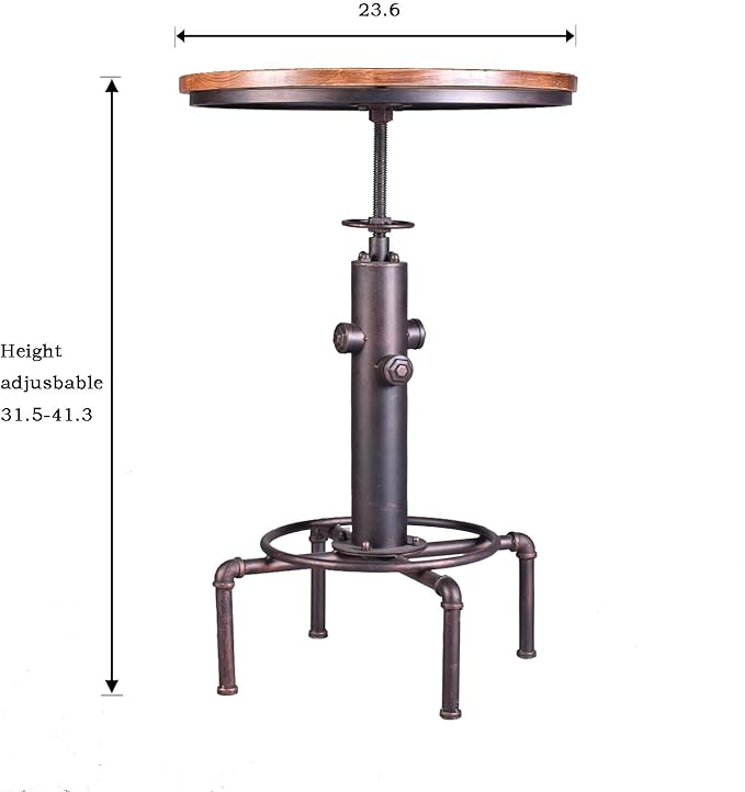 Topower Industrial Bar Table 31.5-41.3" Adjustable Pub Table Kitchen Dining - Image 3