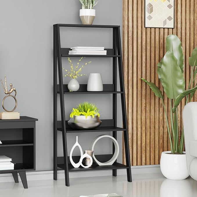 Madesa Modern 5-Tier Ladder Shelf Pantry Storage Space 24 Inch Wooden Free - Image 2