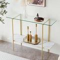 Glass Console Table for Living Room, Foyer & Entrance, 2-Tiers Mid-Century by LumFurn