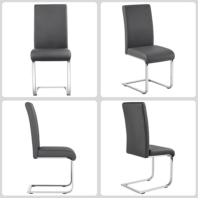 Yaheetech Dining Chairs Set of 6 Modern Faux Leather Upholstered Dining Room - Image 4