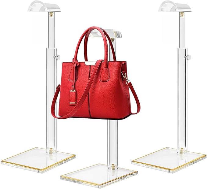 Acrylic Purse Stands for Display, 3 Pack 14" to 24"Adjustable Height Clear by SHUNKAIZS