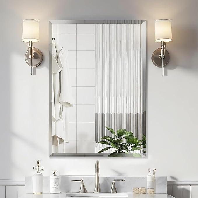 KOHROS Bathroom Mirror 20” x 28" Frameless Rectangle Bathroom Vanity Mirror - Image 5