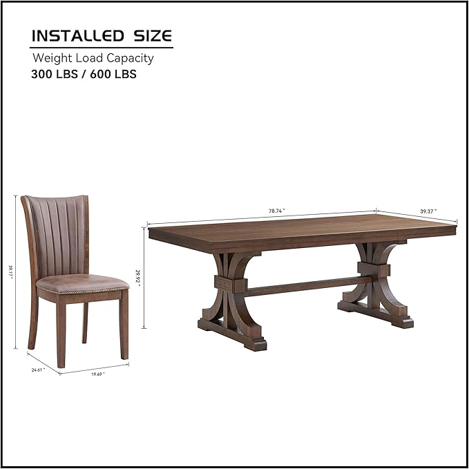 KEIKI Retro 7-Piece Wooden Dining Table Set - Image 3