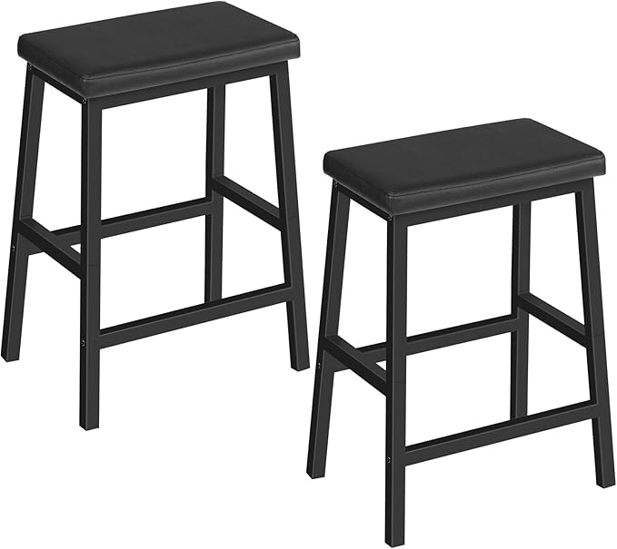HOOBRO Bar Stools, PU Leather Upholstered Breakfast Stools, Easy Assembly by HOOBRO