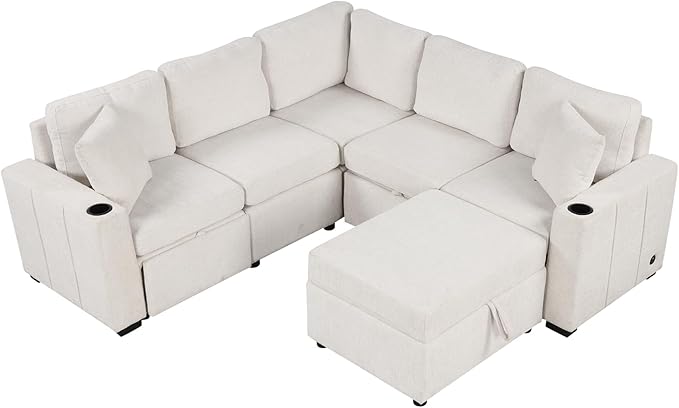 84.7" Symmetrical Convertible Sleeper Sectional Sofa Couch Bed - Image 4
