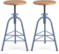 Industrial Bar Stools-Set of 2 24.4-28.3inch Counter Height Kitchen by BOKKOLIK