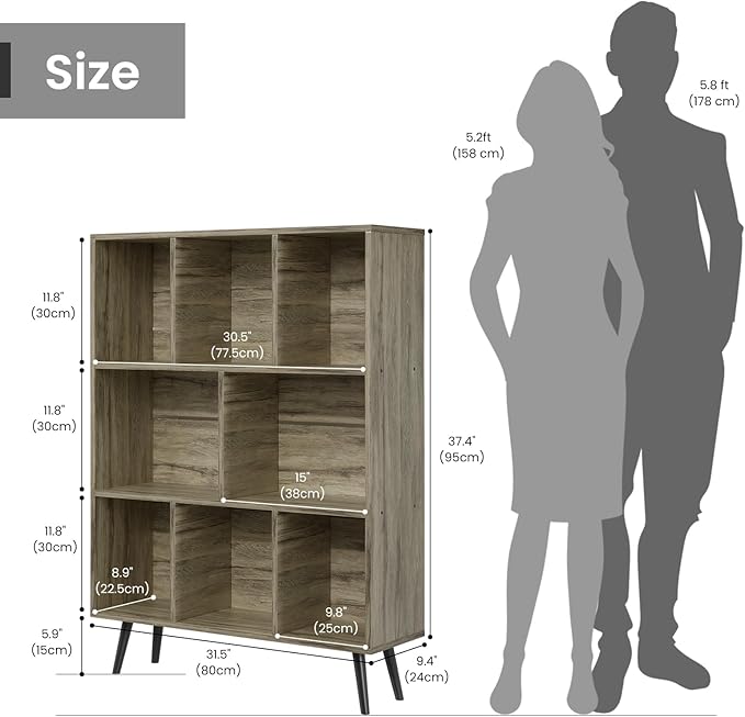 Bookshelf, 3-Tier 8 Cube Open Wooden Book Shelf - Image 2