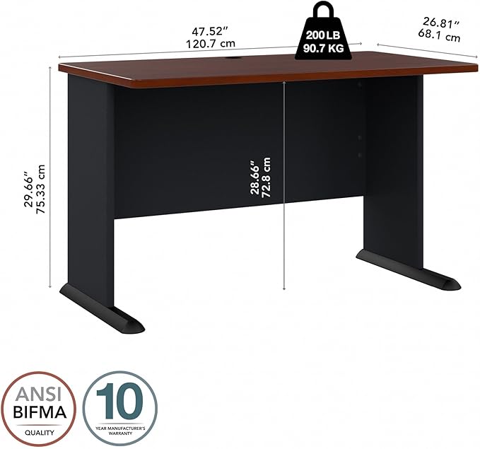 Bush Business Furniture Series A 48W Computer Desk in Hansen Cherry and Galaxy - Image 3