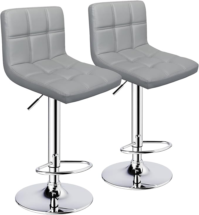 Bar Stools Set of 2, Armless Adjustable Swivel Barstools - Image 4