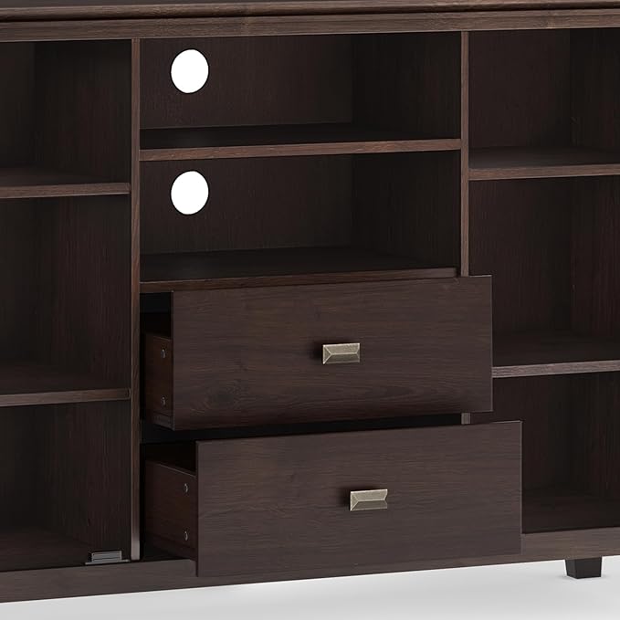 SIMPLIHOME Artisan SOLID WOOD 53 inch Wide Contemporary TV Media Stand in Dark - Image 8