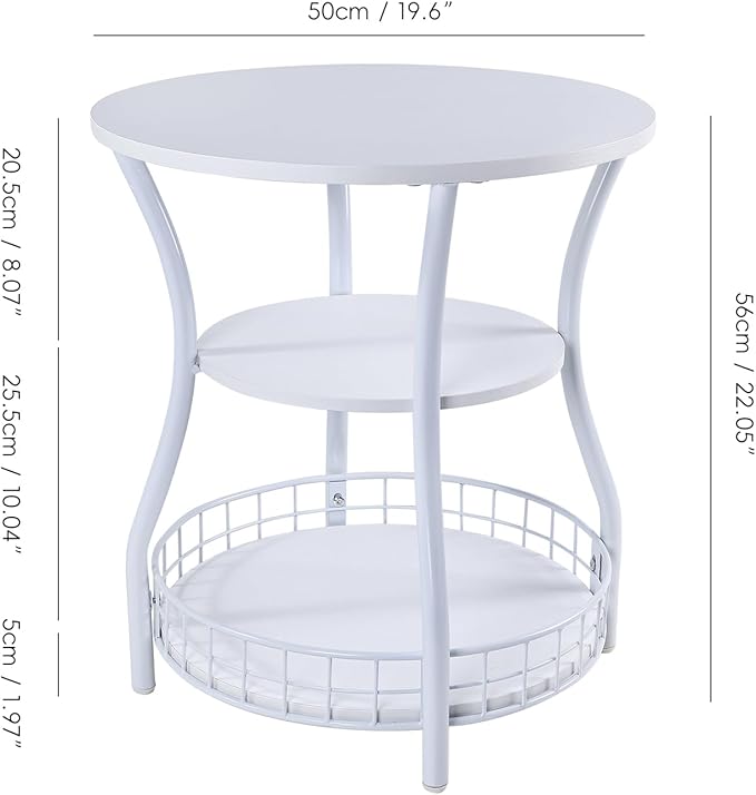 Round End Table, 3-Tier Side Table - Image 2