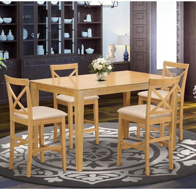 East West Furniture CAPU5H-OAK-C 5 Piece Kitchen Counter Height Dining Table by EastWestFurniture