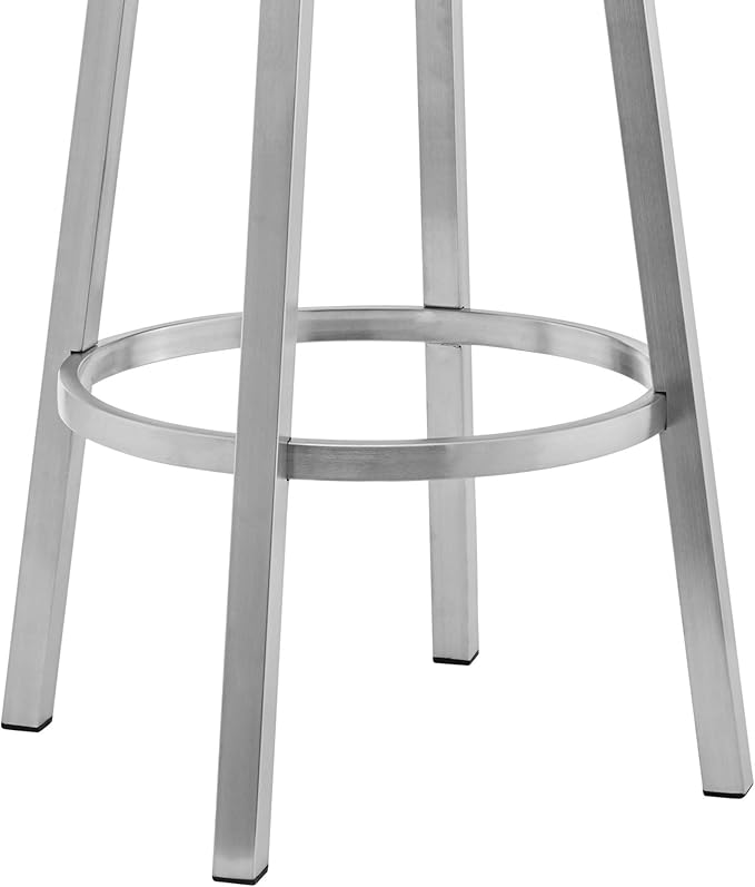 Armen Living Lorin Modern 26" Seat Height Gray Faux Leather and Brushed - Image 8
